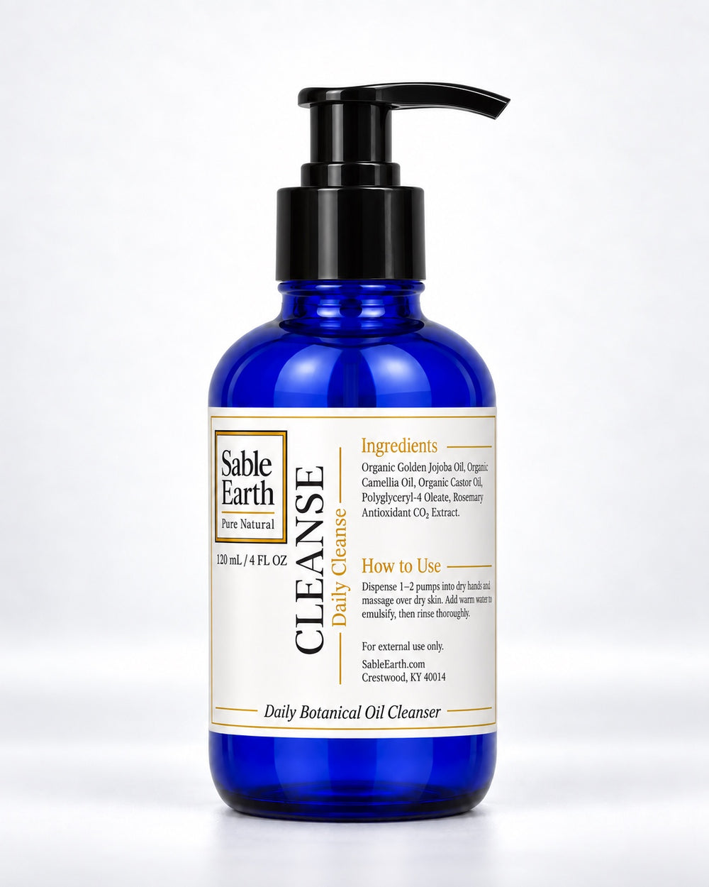 Sable Earth CLEANSE Daily Botanical Oil Cleanser with lotion pump