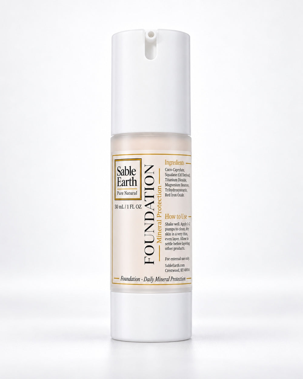 Sable Earth FOUNDATION Daily Mineral Protection in 30 mL airless pump bottle